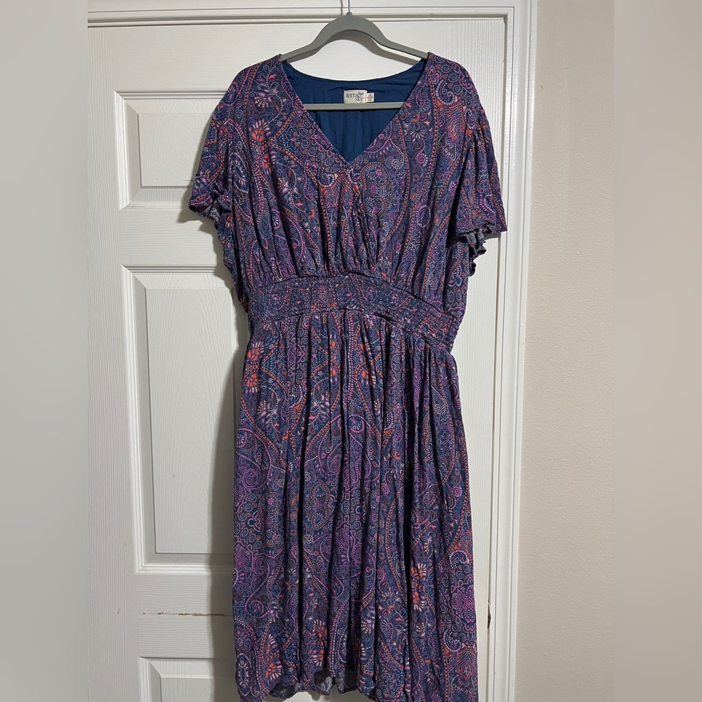 Terra & Sky Purple Paisley Midi Dress